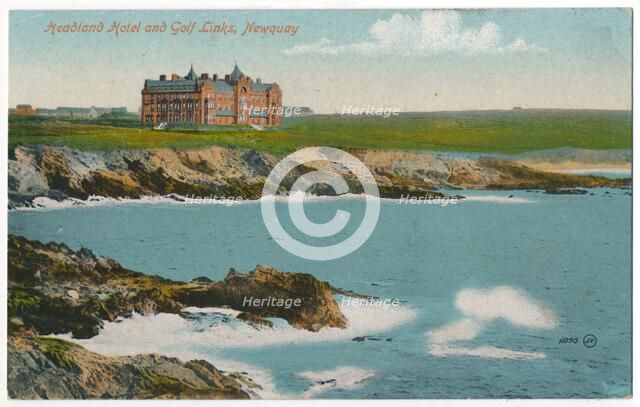 'Headland Hotel and Golf Links, Newquay', c1910. Artist: Unknown.