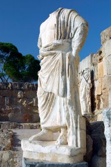 Headless statue, Roman gymnasium, Salamis, North Cyprus. Creator: Peter Thompson