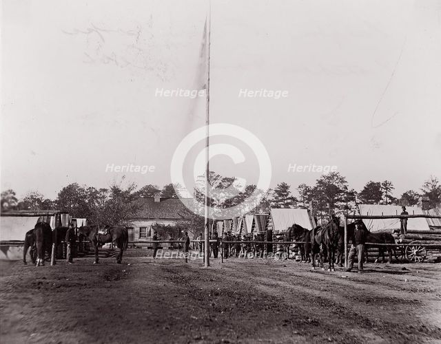 Headquarters, 10th Army Corps, Hatcher's Farm, Virginia, 1861-65. Creator: Andrew Joseph Russell.