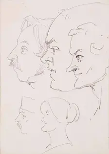 Heads - Caricatures, c1836. Creator: John Phillip