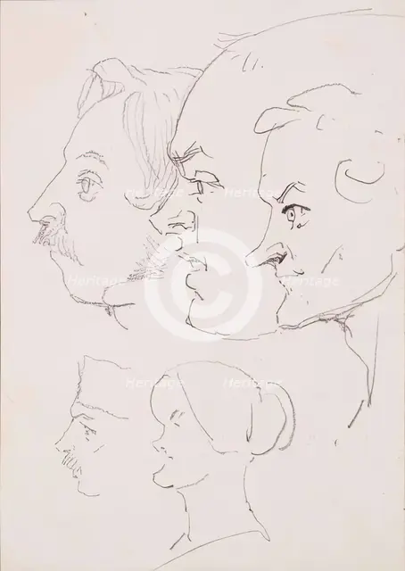 Heads - Caricatures, c1836. Creator: John Phillip.