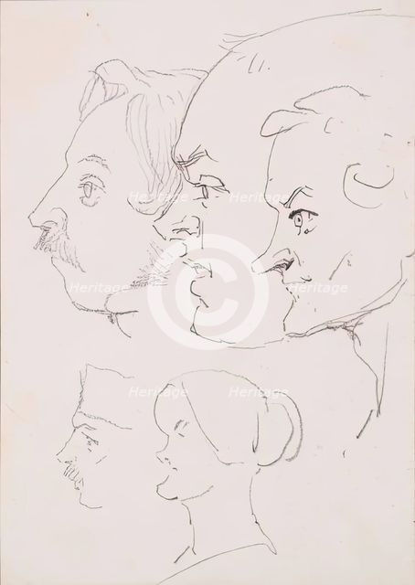Heads - Caricatures, c1836. Creator: John Phillip.
