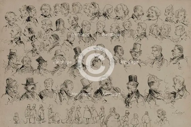 Heads and Figures of Various Types of People, c1859. Creator: John McLenan.