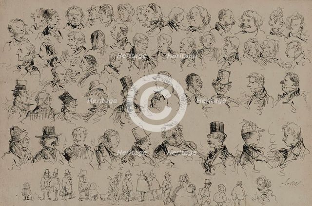 Heads and Figures of Various Types of People, c1859. Creator: John McLenan.
