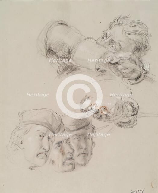 Heads and Hands - Study for The Battle of Prestonpans, c1842. Creator: William Allan.