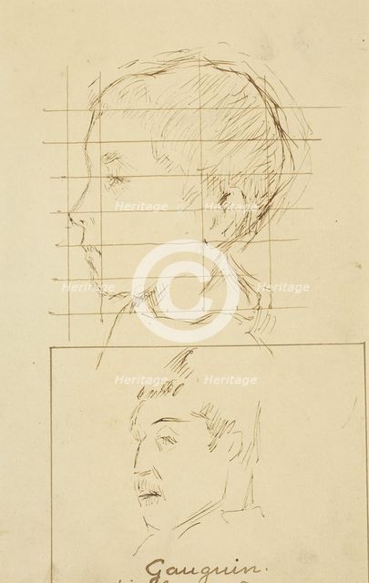 Heads of a Boy and a Man (Self-Portrait?) [verso], 1884-1888. Creator: Paul Gauguin.