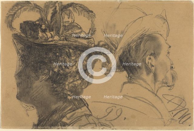 Heads of a Man and a Woman, 1899. Creator: Adolph Menzel.