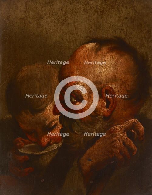 Heads of an Old Man and a Youth, 18th century. Creator: Unknown.