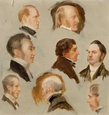 Heads of Aberdeen Personalities, 1850-1870. Creator: James William Giles