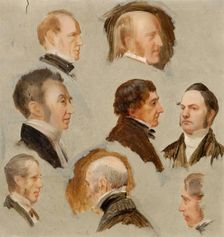 Heads of Aberdeen Personalities, 1850-1870. Creator: James William Giles