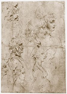 Heads of Girls, Young and Old Men 1478-1480. Artist: Leonardo da Vinci