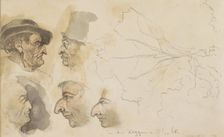 Heads of men with hooked noses, 1868. Creator: Johannes Tavenraat