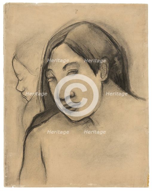 Heads of Tahitian Women, Frontal and Profile Views, 1891/93. Creator: Paul Gauguin.