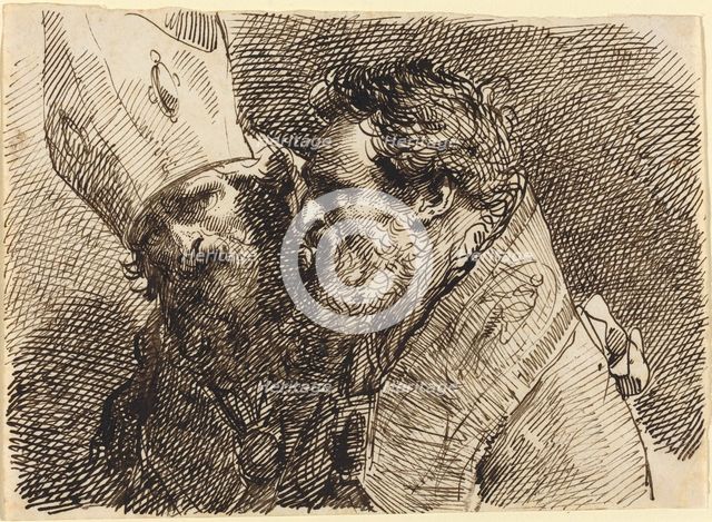 Heads of Two Bishops, 1770s-1780s. Creator: Gaetano Gandolfi.