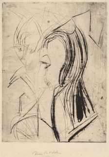 Heads of Two Girls, 1919. Creator: Ernst Kirchner