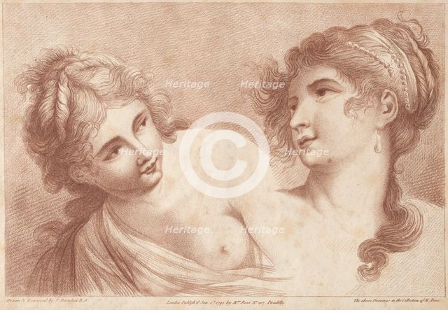 Heads of Two Women, 1792. Creator: Francesco Bartolozzi (British, 1727-1815).