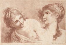 Heads of Two Women, 1792. Creator: Francesco Bartolozzi (British, 1727-1815)