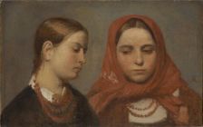 Heads of Two Young Girls, c1870. Creator: Aleksander Kotsis