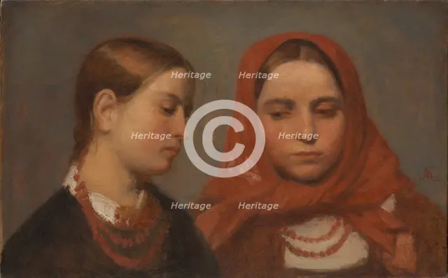 Heads of Two Young Girls, c1870. Creator: Aleksander Kotsis.