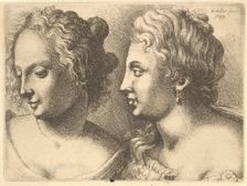 Heads of two young women, 1645. Creator: Wenceslaus Hollar