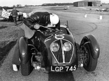 Healey Silverstone, H.Kemp at Snetterton 1953. Creator: Unknown