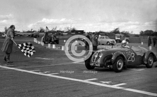 Healey Silverstone, H.Kemp at Snetterton 1953. Creator: Unknown.