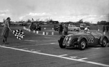 Healey Silverstone, H.Kemp at Snetterton 1953. Creator: Unknown
