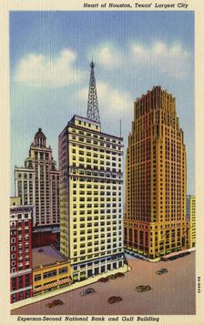 Heart of Houston, Texas largest city USA, 1938