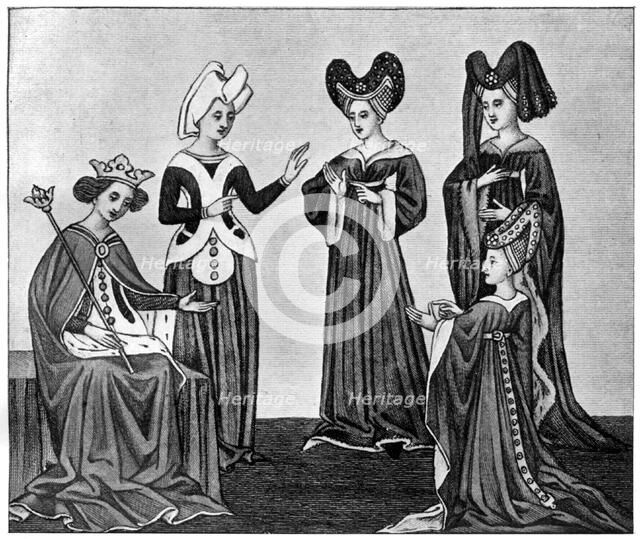 Heart-shaped headdresses, 15th century, (1910). Artist: Unknown