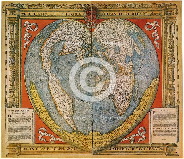 Heart Shaped World Map. Artist: Fine, Oronce (1494-1555)