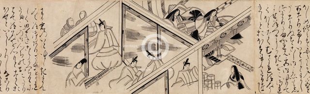 Heartvine ("Aoi") chapter from The Tale of Genji (Genji monogatari), 16th century. Creator: Unknown.