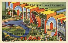 Heartiest greetings from Houston, the largest city in Texas postcard, 1947