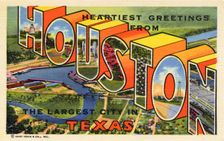 Heartiest greetings from Houston, the largest city in Texas postcard, 1947