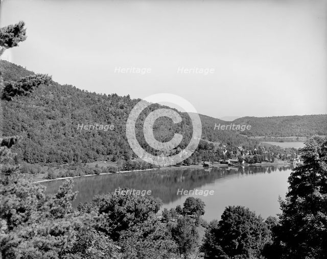 Hearts Bay from upper cottage, Rogers' Rock, Lake George, N.Y., between 1900 and 1910. Creator: William H. Jackson.