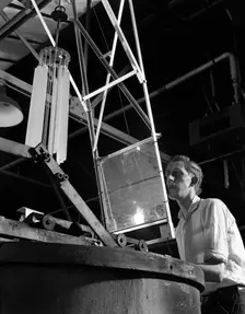 Heat treating hacksaw blades, Slack Sellers & Co Ltd, Sheffield, South Yorkshire, 1963. Creator: Michael Walters