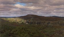 Heath landscape from Halland Cloudy September day, 1883. Creator: Niels Skovgaard