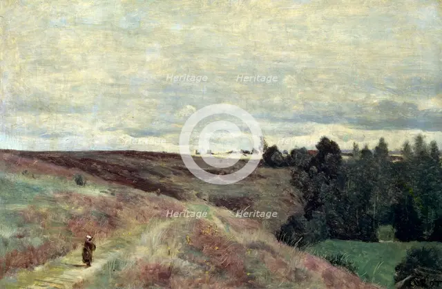 'Heather covered hills near Vimoutier', 1860s.