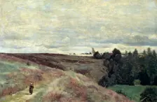 Heather covered hills near Vimoutier 1860s