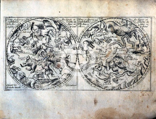  'Heavenly Globes', name and figures of the celestial constellations and signs of the Arctic and …
