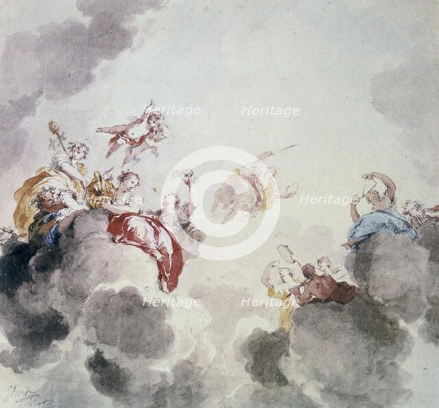 Heavenly scene, 18th century.  Artist: Jacob de Wit