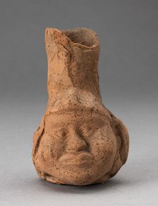Heavily Eroded Miniature Jar in Form of a Human Head with Large Cheeks, 100 B.C./A.D. 500. Creator: Unknown
