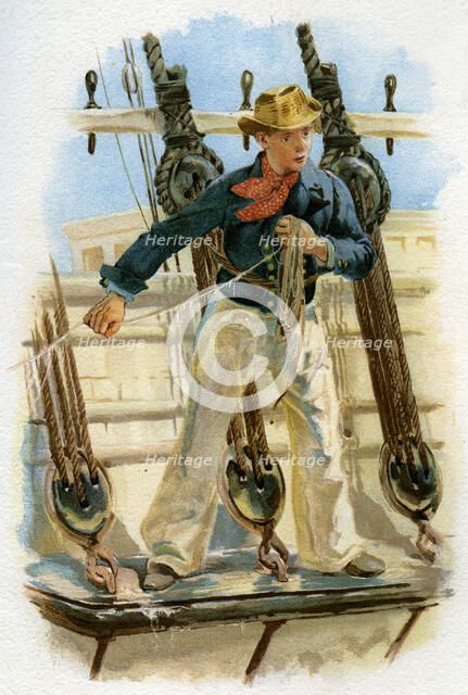 Heaving the lead, 18th century (c1890-c1893). Artist: Unknown