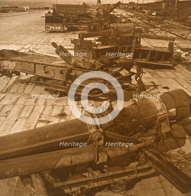 Heavy artillery and machinery, British camp, northern France, c1914-c1918.  Artist: Unknown.
