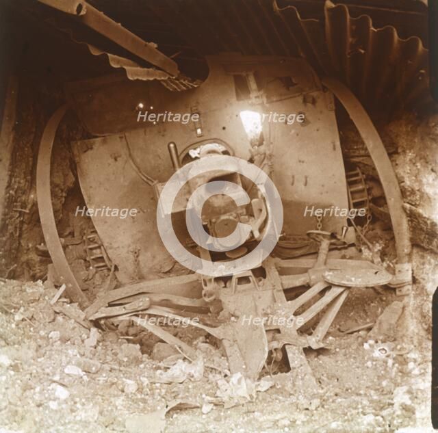 Heavy artillery, Somme, northern France, 1916.  Artist: Unknown.