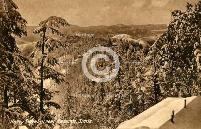 'Heavy Snowfall near Kasumti, Simla', c1918-c1939. Creator: Unknown.