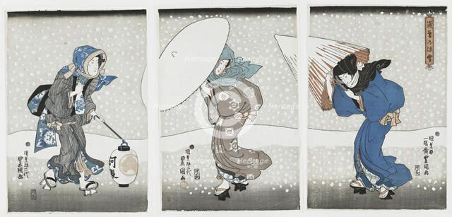 Heavy Snow at Years End, 1844. Creator: Kunisada (Toyokuni III), Utagawa (1786-1865).