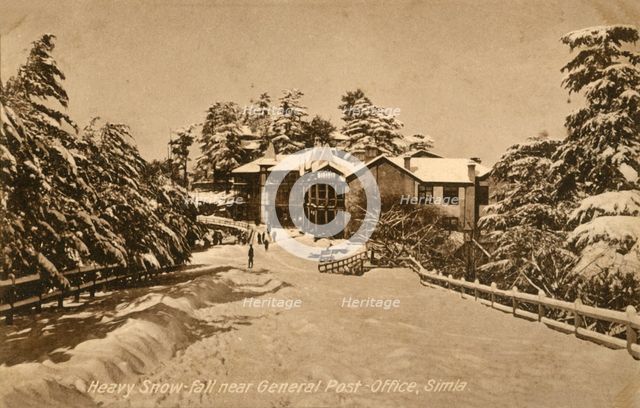 'Heavy Snow-fall near General Post-Office, Simla', c1918-c1939. Creator: Unknown.