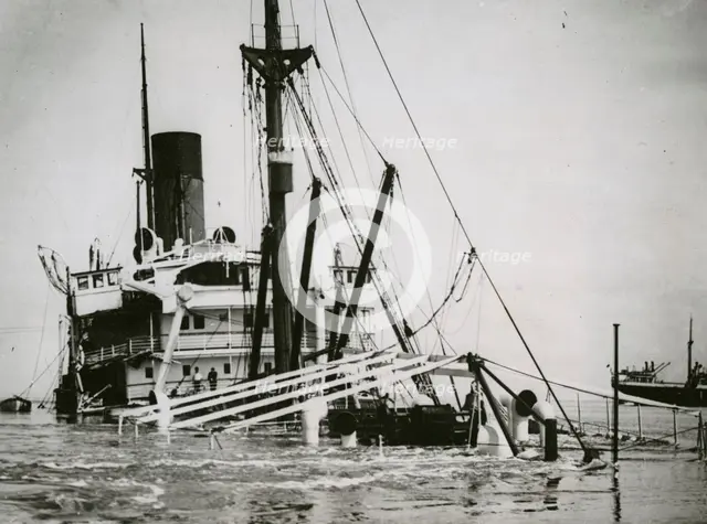 Heavy ship collision in the Elbe, 31/5/1933.  Creator: Unknown.