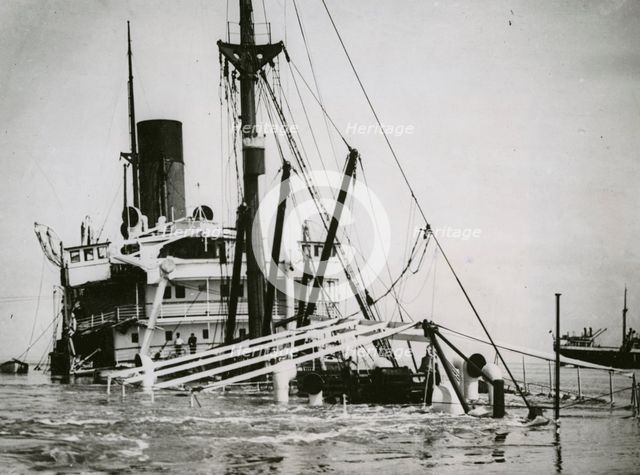 Heavy ship collision in the Elbe, 31/5/1933.  Creator: Unknown.