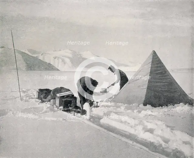 'Heavy Sledging in New Snow Off Point Disappointment', December 1911, (1913). Artist: Frank Debenham.